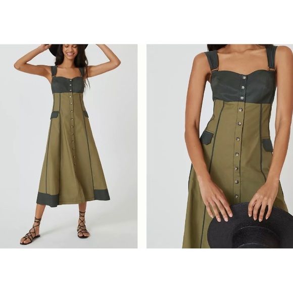 Color Blocked Utility Style MIDI Dress NWT Size 24 - Picture 2 of 8